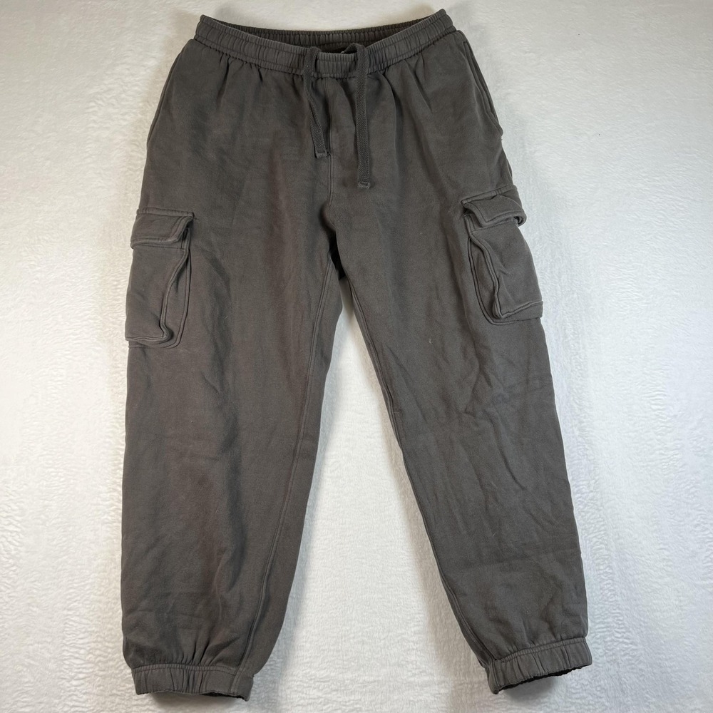 Aeropostale Sweatpants Teens Medium Gray‎ Fleece Cargo Joggers Elastic Waist